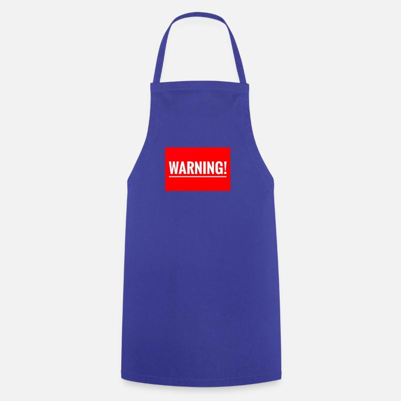 Warnung Flexibles Stickdesign - Kochschürze - Royalblau