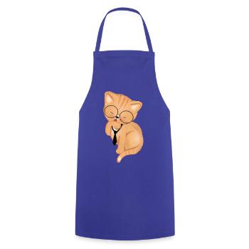 Office Cat with Tie - Cooking Apron - royal blue - Front - AI Model Male 185 dark (185cm)
