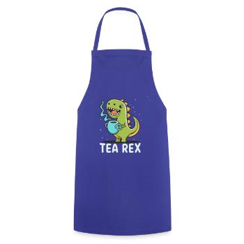 Drôle 'Tea Rex' pour les amateurs de thé - Tablier de cuisine - bleu royal - Devant - AI Model Male 185 dark (185cm)