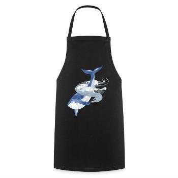 poisson rorqual bleu dans l’océan avec aileron de baleine - Tablier de cuisine - noir - Devant - AI Model Male 185 dark (185cm)