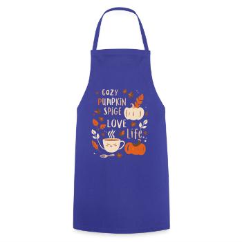 Herbstlicher Pumpkin Cozy Print Kürbis Design  - Kochschürze - Royalblau - Vorne - AI Model Male 185 dark (185cm)