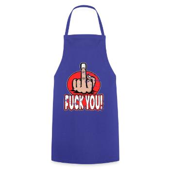Doigt du milieu Doigt puant Baise Tu Design - Tablier de cuisine - bleu royal - Devant - AI Model Male 185 dark (185cm)