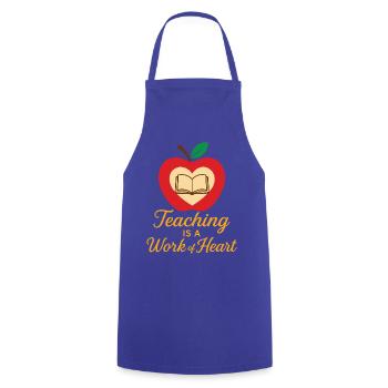 Apple Heart and Book – Teaching - Cooking Apron - royal blue - Front - AI Model Male 185 dark (185cm)