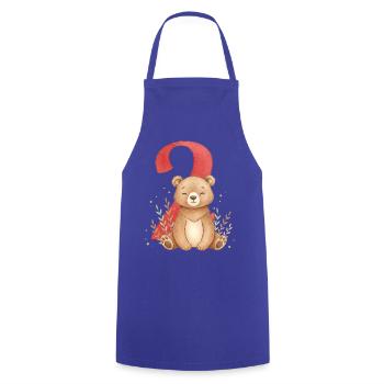 Cuddly bear with number 2 - Cooking Apron - royal blue - Front - AI Model Male 185 dark (185cm)