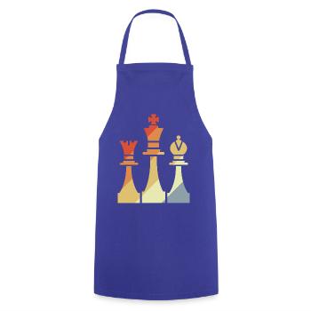 Croquis de pièces d’échecs vintage - Tablier de cuisine - bleu royal - Devant - AI Model Male 185 dark (185cm)