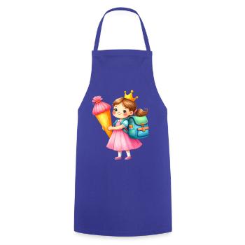 Kleine Prinzessin mit Krone & Schultüte – Schule - Kochschürze - Royalblau - Vorne - AI Model Male 185 dark (185cm)