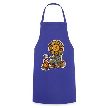 Sonnenblume Lagerfeuer Marshmallow Camping - Kochschürze - Royalblau - Vorne - AI Model Male 185 dark (185cm)