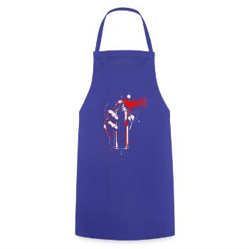 Graffiti Sprühdose in der Hand – Urban Art - Kochschürze - Royalblau - Vorne - AI Model Male 185 dark (185cm)