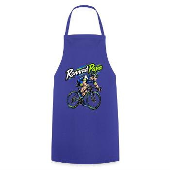 Rennrad Papa – Neon Sprint Illustration - Kochschürze - Royalblau - Vorne - AI Model Male 185 dark (185cm)
