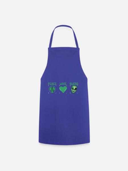 Peace Love Aliens - Kochschürze - Royalblau