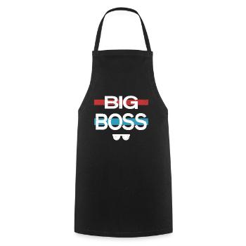 Boss Chef Chefin Vorgesetzter - Kochschürze - Schwarz - Vorne - AI Model Male 185 dark (185cm)