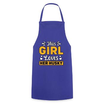 This girl loves her husky - Cooking Apron - royal blue - Front - AI Model Male 185 dark (185cm)