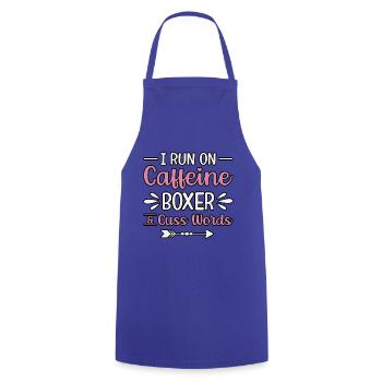 I run on caffeine boxer cuss words - Cooking Apron - royal blue - Front - AI Model Male 185 dark (185cm)