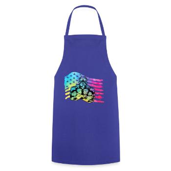 Pitbull USA - Cooking Apron - royal blue - Front - AI Model Male 185 dark (185cm)