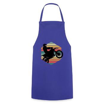 Retro Old School Motorcycle Gift T-Shirt - Cooking Apron - royal blue - Front - AI Model Male 185 dark (185cm)