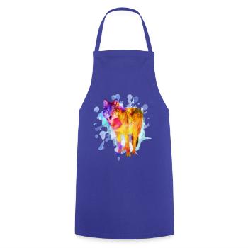 Wolf dog family watercolor colorful gift - Cooking Apron - royal blue - Front - AI Model Male 185 dark (185cm)
