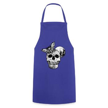 Totenschädel Totenkopf Skull Schädel Rock Gothic - Kochschürze - Royalblau - Vorne - AI Model Male 185 dark (185cm)