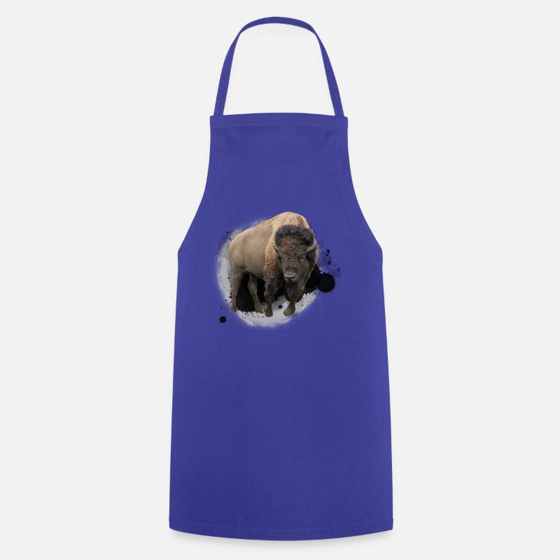 Bison Büffel Rind Design Illustration Geschenk - Kochschürze - Royalblau