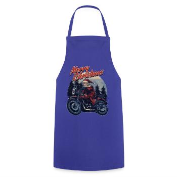 Motorrad Weihnachtsmann Geschenk - Kochschürze - Royalblau - Vorne - AI Model Male 185 dark (185cm)