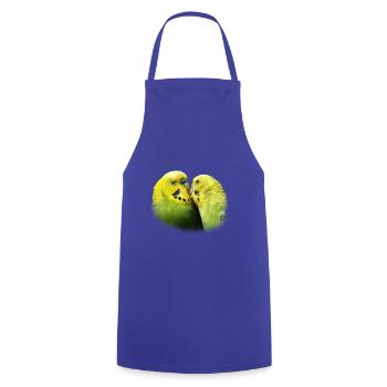 Perruches baiser oiseau design cadeau - Tablier de cuisine - bleu royal - Devant - AI Model Male 185 dark (185cm)