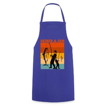 Father and Son Fishing Fischer Retro - Cooking Apron - royal blue - Front - AI Model Male 185 dark (185cm)