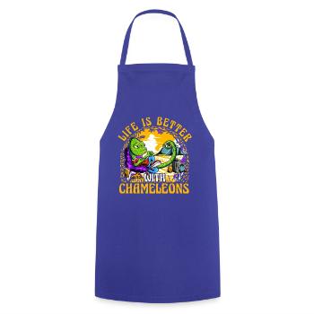 Life is better with Chameleon - Cooking Apron - royal blue - Front - AI Model Male 185 dark (185cm)
