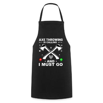 Axe Throwing is calling and I must go - Cooking Apron - black - Front - AI Model Male 185 dark (185cm)
