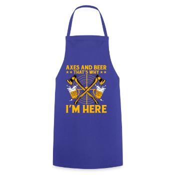 Axes and Beer that's why I'm Here - Cooking Apron - royal blue - Front - AI Model Male 185 dark (185cm)