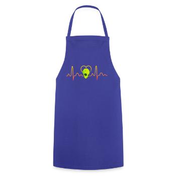 Alien Herzschlag - Kochschürze - Royalblau - Vorne - AI Model Male 185 dark (185cm)
