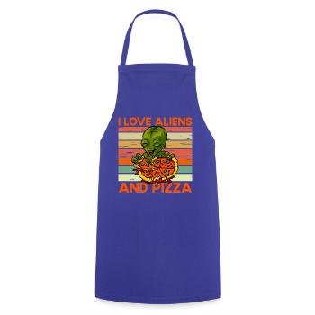 I love Aliens and Pizza - Kochschürze - Royalblau - Vorne - AI Model Male 185 dark (185cm)