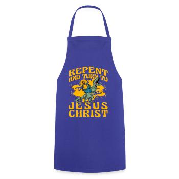 Repentez-vous et tournez-vous vers Jésus-Christ - Tablier de cuisine - bleu royal - Devant - AI Model Male 185 dark (185cm)