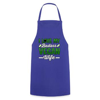 J’aime ma femme végétalienne badass - Tablier de cuisine - bleu royal - Devant - AI Model Male 185 dark (185cm)