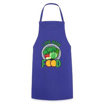 l Love Vegan Food - Cooking Apron - royal blue - Front - AI Model Male 185 dark (185cm)