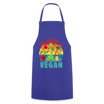 The Future is Vegan - Cooking Apron - royal blue - Front - AI Model Male 185 dark (185cm)