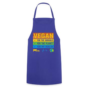 Vegan pour les animaux pour la planète pour la santé - Tablier de cuisine - bleu royal - Devant - AI Model Male 185 dark (185cm)