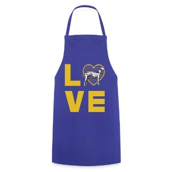 L’amour dalmate - Tablier de cuisine - bleu royal - Devant - AI Model Male 185 dark (185cm)