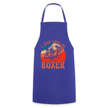 I just love my Boxer - Kochschürze - Royalblau - Vorne - AI Model Male 185 dark (185cm)
