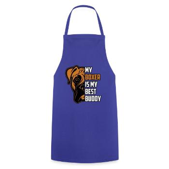 My boxer is my best buddy - Kochschürze - Royalblau - Vorne - AI Model Male 185 dark (185cm)