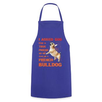 Bouledogue français - Tablier de cuisine - bleu royal - Devant - AI Model Male 185 dark (185cm)