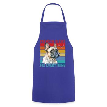 Frenchie Kisses répare tout - Tablier de cuisine - bleu royal - Devant - AI Model Male 185 dark (185cm)