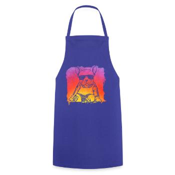Bouledogue français - Tablier de cuisine - bleu royal - Devant - AI Model Male 185 dark (185cm)