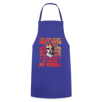 Ne plaisante pas avec mon Pitbull ma famille ma liberté - Tablier de cuisine - bleu royal - Devant - AI Model Male 185 dark (185cm)