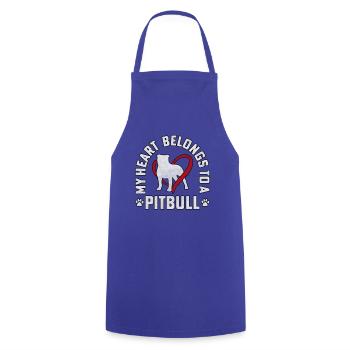 Mon cœur appartient à un pitbull - Tablier de cuisine - bleu royal - Devant - AI Model Male 185 dark (185cm)