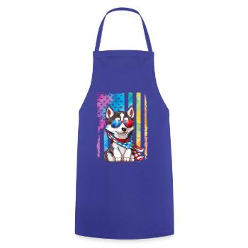 Husky États-Unis - Tablier de cuisine - bleu royal - Devant - AI Model Male 185 dark (185cm)