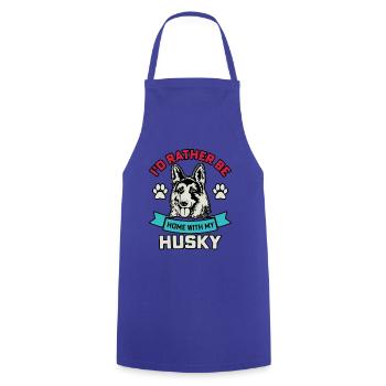 I'd rather be home with my husky - Cooking Apron - royal blue - Front - AI Model Male 185 dark (185cm)