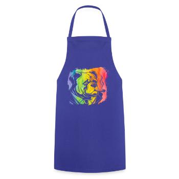 Englische Bulldogge Retro - Kochschürze - Royalblau - Vorne - AI Model Male 185 dark (185cm)