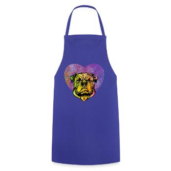 Englische Bulldogge Retro - Kochschürze - Royalblau - Vorne - AI Model Male 185 dark (185cm)
