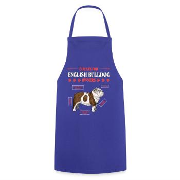 5 règles pour les propriétaires de bouledogues anglais - Tablier de cuisine - bleu royal - Devant - AI Model Male 185 dark (185cm)