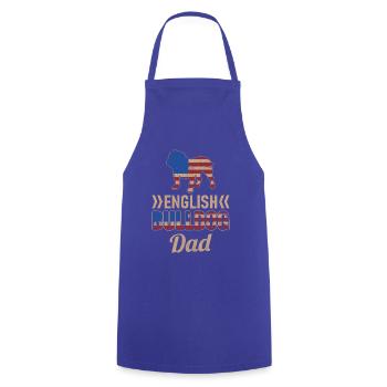 English Bulldog Dad - Cooking Apron - royal blue - Front - AI Model Male 185 dark (185cm)