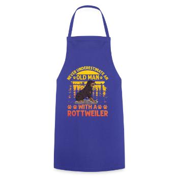 Ne sous-estimez jamais un vieil homme avec un Rottweiler - Tablier de cuisine - bleu royal - Devant - AI Model Male 185 dark (185cm)